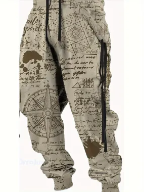 Men's Stylish 3D Print Joggers - Street Style Stretch Waist Drawstring Sports Pants - Breathable Fabric - For Casual Wear & Sports - Ideal Gift for Fashionable Men