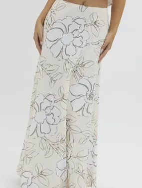 Neutral Floral A-line Maxi Skirt