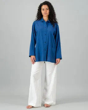 Womens Linen Shacket - Denim
